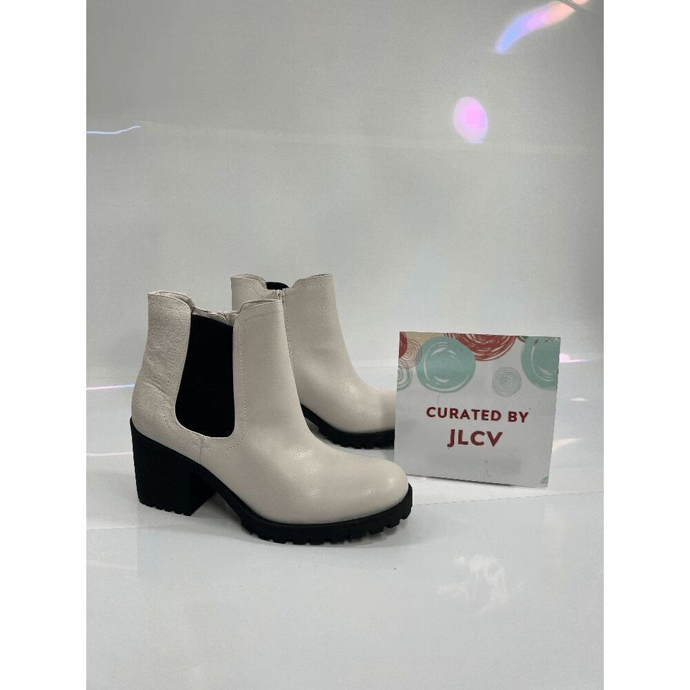 Sun + Stone Women's Morghan Lug Sole Block Heel Booties - White 9M